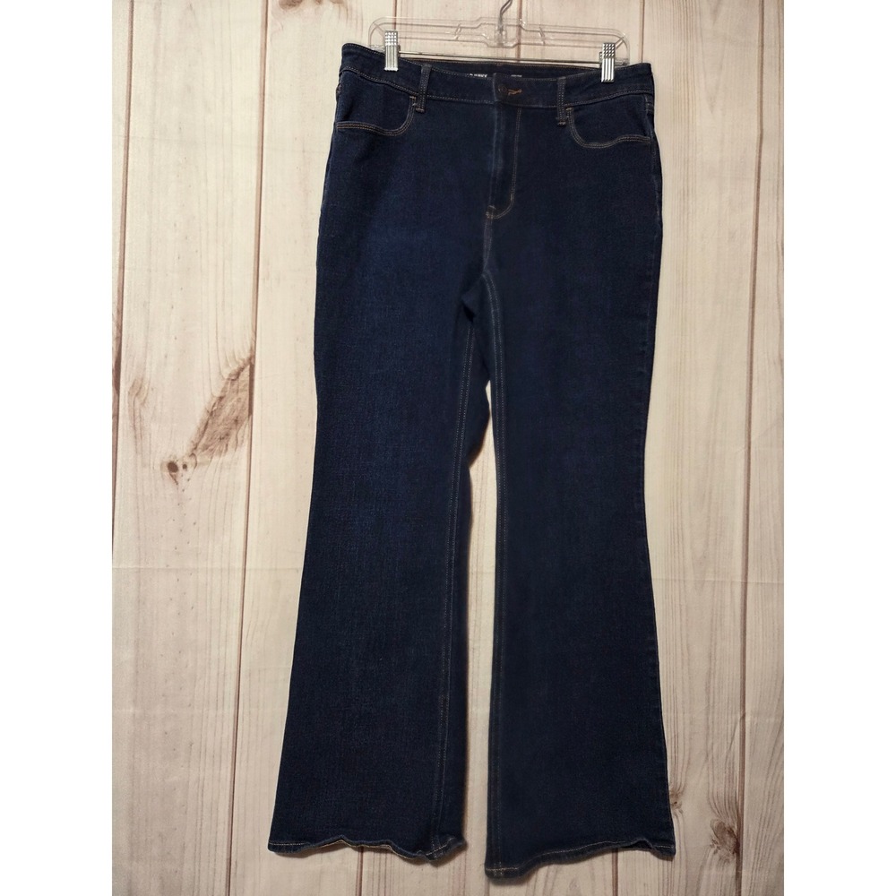 Old Navy Wow Flare Jeans Womens‎ 12 Dark Wash High Rise Denim Blue Pants